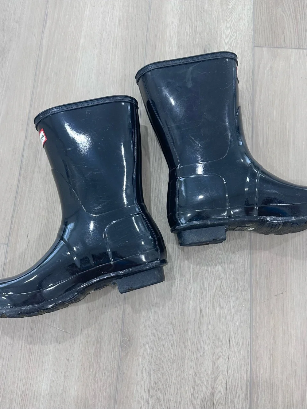 HUNTER original short gloss rain boots black womens size 7